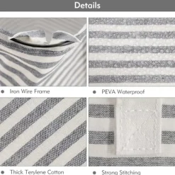 Tvättillbehör-80L Fristående Tvättkorg med Handtag, Hopvikbar Stor Bomullsförvaringskorg för Kläder (Grå)