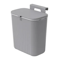 Soptunnor-9L Hängande Väggmonterad Soptunna med Lock, Köksavfallshink Komposthink, Plast Skåpdörr Avfallsbehållare[YDE]_yux Grå