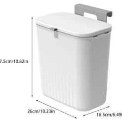 Soptunnor-9L Hängande Väggmonterad Soptunna med Lock, Köksavfallshink Komposthink, Plast Skåpdörr Avfallsbehållare[YDE]_yux Grå