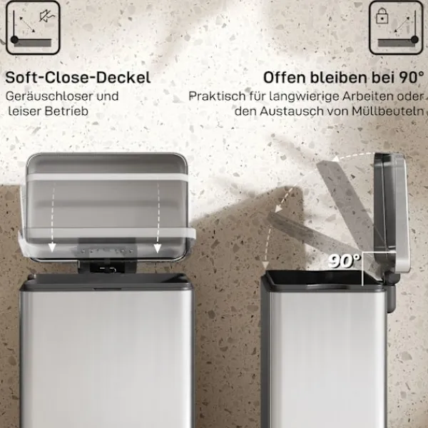 Northio Soptunnor-20L pedalhink med mjukstängande lock, avtagbar innerhink