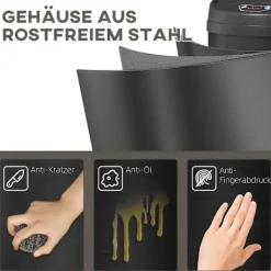 Northio Soptunnor-42L rostfri behållare med sensor, beröringsfri med mjukstängning