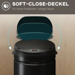 Northio Soptunnor-42L rostfri behållare med sensor, beröringsfri med mjukstängning