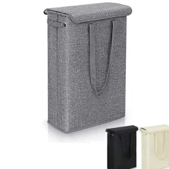 Tvättillbehör-45L Smalt Tvättkorg med Lock Vikbar Smalt Smalt Förvaringskorg