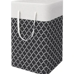 Tvättillbehör-75L Stor Tvättkorg - Fristående Vattentät Tvättkorg med Förlängt Handtag - Hopfällbar Hög Tvättkorg