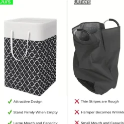 Tvättillbehör-75L Stor Tvättkorg - Fristående Vattentät Tvättkorg med Förlängt Handtag - Hopfällbar Hög Tvättkorg