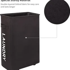 Tvättillbehör-/#/44L Tvättkorg med hjul Smal hopfällbar tvättkorgar Smutstvättpåse Smal tvättkorg med hjul(Svart)/#/