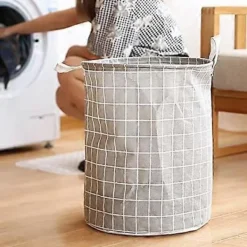 Tvättillbehör-43L Vikbar Tvättkorg, 35 x 35 x 44 cm Tvättkorg, med Handtag för Extra Komfort, Perfekt för Kläder och Leksaker