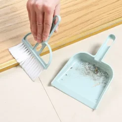 ATELA Rengöringsmedel-Liten kvast och sopskåp för hemminidammar med set (blå)