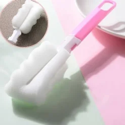 Svampar & Dukar-Lång hushållsborste för muggar med svamp, multifunktionell vattenflaskborste för glas