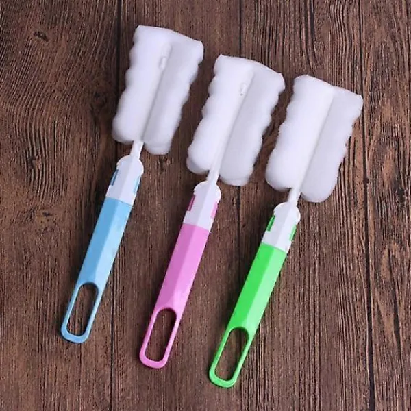 Svampar & Dukar-Lång hushållsborste för muggar med svamp, multifunktionell vattenflaskborste för glas