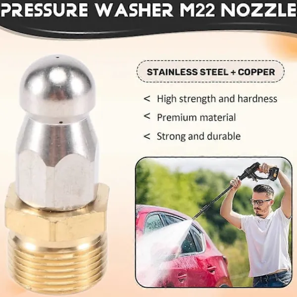Högtryckstvättar-M22 F14 Munstycke Högtrycks Spolmunstycke Avloppsrensare