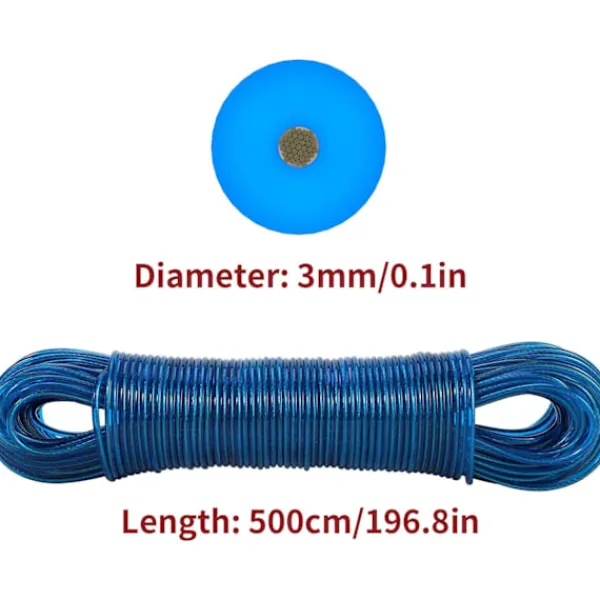 Tvättillbehör-50m Klädlina Stark Stålkärna Tvättlina - Röt-, Mögel- & Väderbeständig - Blå
