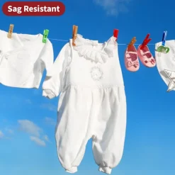 Tvättillbehör-50m Klädlina Stark Stålkärna Tvättlina - Röt-, Mögel- & Väderbeständig - Blå