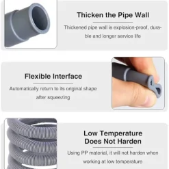 Tvättillbehör-5m Spiralslang för avlopp, avloppsslang för tvättmaskin, avloppsslang