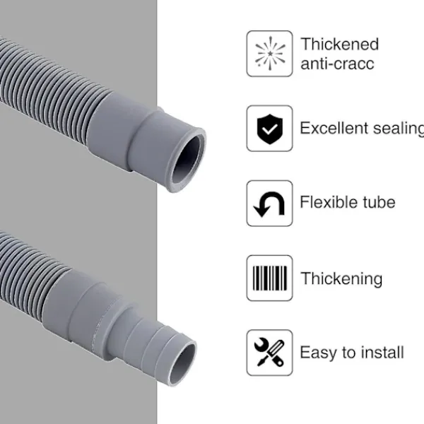 Tvättillbehör-5m Spiralslang för avlopp, avloppsslang för tvättmaskin, avloppsslang
