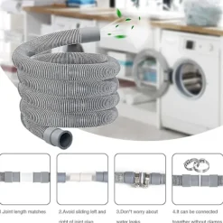 Tvättillbehör-5m Spiralslang för avlopp, avloppsslang för tvättmaskin, avloppsslang