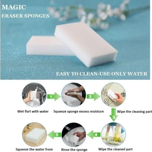 Svampar & Dukar-Magic Sponges, 50 pcs Melamine Sponge - Magic Eraser for Bathroom, Pool, Kitchen, Floor, Wall - White 10x7x3cm