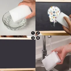 Svampar & Dukar-Magiska Svampar, 50 st Melaminsvamp - Magiskt Radergummi kompatibelt med Badrum, Pool, Kök, Golv, Vägg - Vit 10x7x3cm【pl】