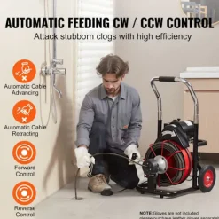 DUOKU Städmaskiner-Maskin för Avloppsrengöring - - D1000 - 100FT x 3/8 Tum - Automatisk Matning - 8 Skärare