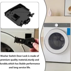 EMAGTECH Tvättmaskiner-Maskinlåsningsbrytare Solenoid Kompatibel med Samsung DC34-00026A WD90J6410AW Svart