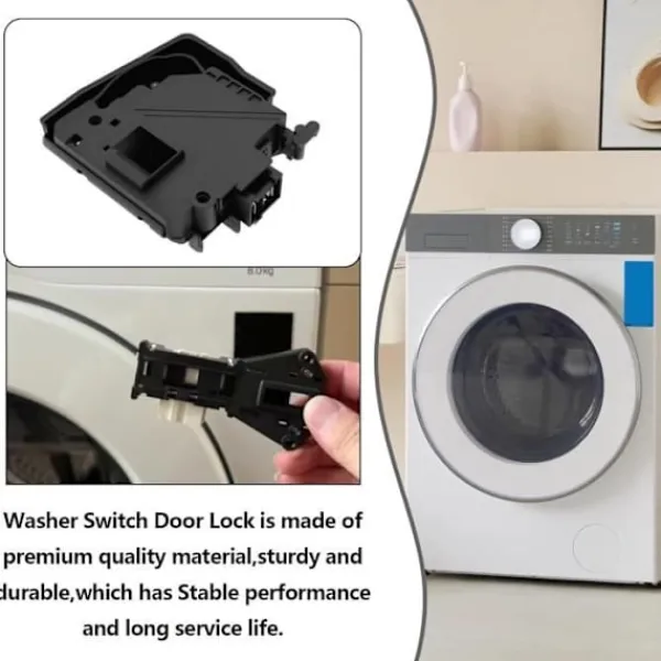 EMAGTECH Tvättmaskiner-Maskinlåsningsbrytare Solenoid Kompatibel med Samsung DC34-00026A WD90J6410AW Svart