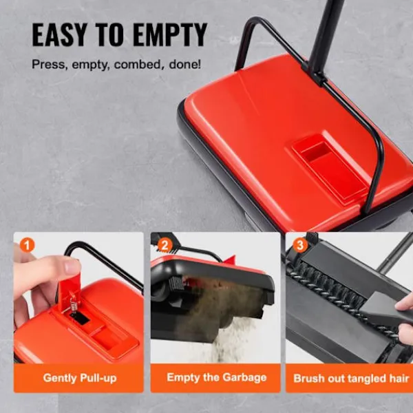 DUOKU Städmaskiner-Mekanisk sopborste--med sopbredd på 170 mm-Manuell golv- och mattasoptor-Kvadrat med dammbehållare