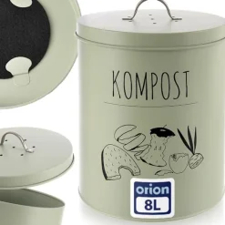 Northix Soptunnor-Metallkökskompostbehållare med kolfilter, 8L, grön