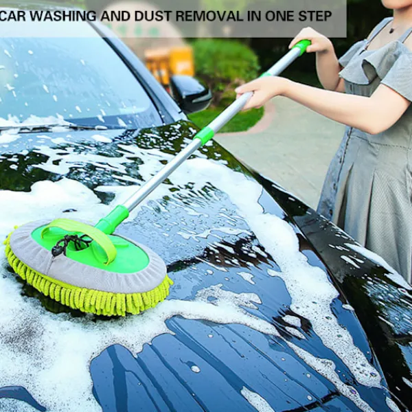 LBSS Städmoppar-Mikrofiber biltvättborste mopp förlängbart långt handtag repfritt avtagbart och tvättbart cover för bil