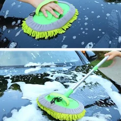 LBSS Städmoppar-Mikrofiber biltvättborste mopp förlängbart långt handtag repfritt avtagbart och tvättbart cover för bil