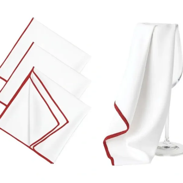 Svampar & Dukar-Mikrofiber Glaspoleringsdukar Set med 3 Vita Röda Tjocka Absorberande Anti-repor för Vinglas Tumblers Kök Hotell Bar Rengöring Luddfritt