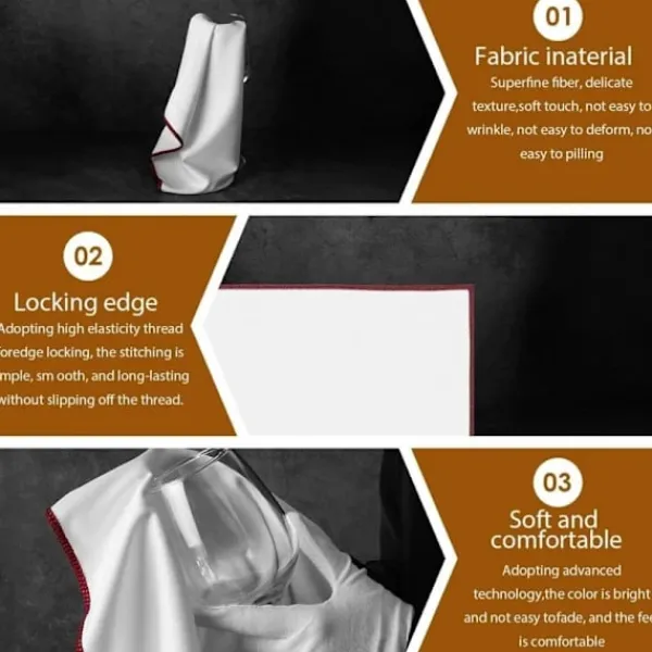 Svampar & Dukar-Mikrofiber Glaspoleringsdukar Set med 3 Vita Röda Tjocka Absorberande Anti-repor för Vinglas Tumblers Kök Hotell Bar Rengöring Luddfritt