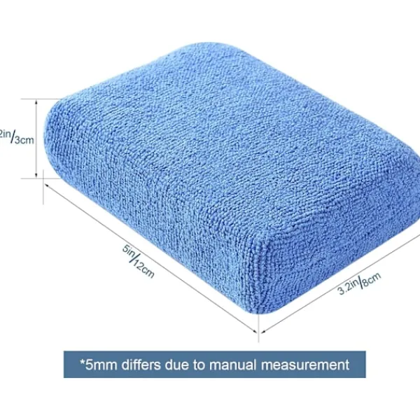 Svampar & Dukar-Mikrofiber Vax Appliceringsdynor - Paket med 10 Bilvårds Svampar 12X8X3cm, Tvättbara Mjuka Skum Appliceringsdynor För Polering (Blå)