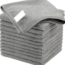 Svampar & Dukar-Mikrofiberduk, Allround Mikrofiberhanddukar, Ränderfria Rengöringsdukar, 12-pack, Grå, Storlek 30 X 30 Cm