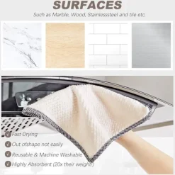 Svampar & Dukar-Mikrofiberduk, Ultraabsorberande, Köksduk för hushållsrengöring, Tvättbara Mikrofiberdukar, 10-pack, Storlek 25 x 25 cm