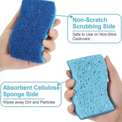 NICEGOU Svampar & Dukar-Miljövänlig Repfri Köks-cellulosasvamp, Miljövänlig Dubbelsidig Diskmaskinsvamp för Kök, 12-pack (Blå)