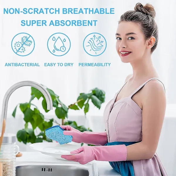 NICEGOU Svampar & Dukar-Miljövänlig Repfri Köks-cellulosasvamp, Miljövänlig Dubbelsidig Diskmaskinsvamp för Kök, 12-pack (Blå)