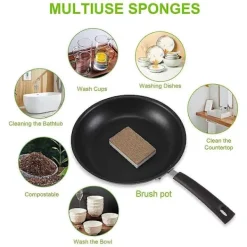 Fww Svampar & Dukar-Miljövänliga Naturliga Svampar för Disk 12-pack - Biologiskt Nedbrytbar Köksvamp med Komposterbar Kokosskrubb