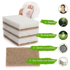 Fww Svampar & Dukar-Miljövänliga Naturliga Svampar för Disk 12-pack - Biologiskt Nedbrytbar Köksvamp med Komposterbar Kokosskrubb