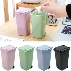 Jettbuying Soptunnor-Mini Desktop papperskorg Plastsoptunnor med lock Hushållskl 4pcs