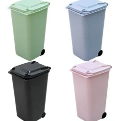 Jettbuying Soptunnor-Mini Desktop papperskorg Plastsoptunnor med lock Hushållskl 4pcs
