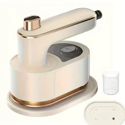 Ångtvättar-Mini Hopfällbar Handhållen Ångare, 180° Roterande Munstycke med Snabb Uppvärmning, Snabb Rynkborttagare för Resor Studenthem, Vit.