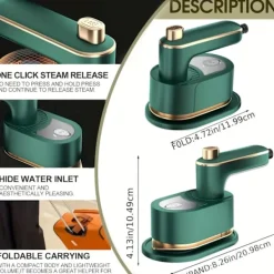 Ångtvättar-Mini Hopfällbar Handhållen Ångare, 180° Roterande Munstycke med Snabb Uppvärmning, Snabb Rynkborttagare för Resor Studenthem, Vit.