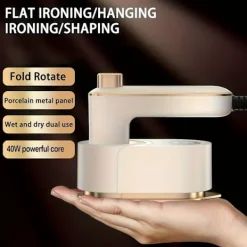 Strykjärn-Mini hopfällbar handhållen steamer, 180° roterande munstycke med snabb uppvärmning, snabb skrynkelborttagare för resor, studentboende, grön.