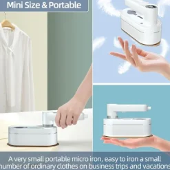 Holocky Strykjärn-Mini Ångstrykjärn, Bärbar Ångstrykjärn med 8 Förinställda Ång- och Temperaturinställningar EU