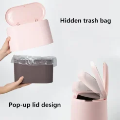 AUGRO Soptunnor-Mini papperskorg Bordspapperskorg med lock Sovrumspapperskorg (Rosa)