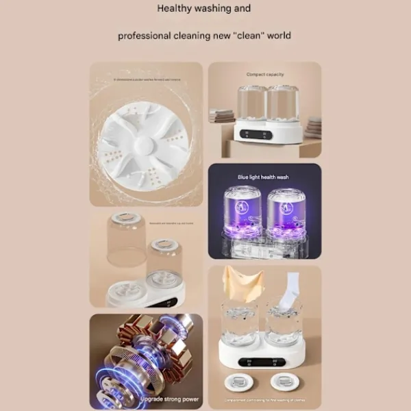 unbranded Tvättmaskiner-Mini Portabel Tvättmaskin med Dubbla Kar för Underkläder Strumpor Hinktvätt