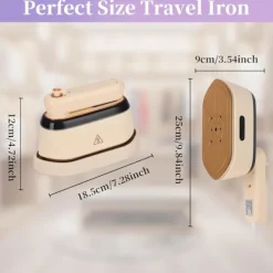 Ångtvättar-Mini Resefärgplanka för Resor, 2-i-1 Torr- och Ångstrykning, Bärbar Klädångare, Liten Planka med 180° Rotationshandtag