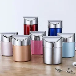 Soptunnor-Mini Skrivbordskorg med Lock, Papperskorg Liten Skrivbordskorg Inomhus Soptunnor för Skrivbord Kontor Badrum Kök Avfallsbehållare 1st