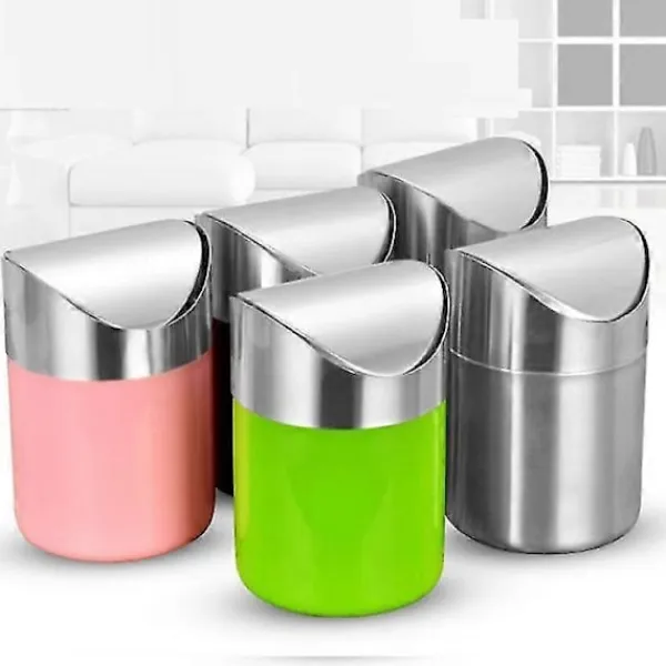 Soptunnor-Mini Skrivbordskorg med Lock, Papperskorg Liten Skrivbordskorg Inomhus Soptunnor för Skrivbord Kontor Badrum Kök Avfallsbehållare 1st