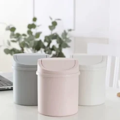 HEET Soptunnor-Mini skrivbordspapperskorg Liten papperskorg med lock Sovrumsskräp